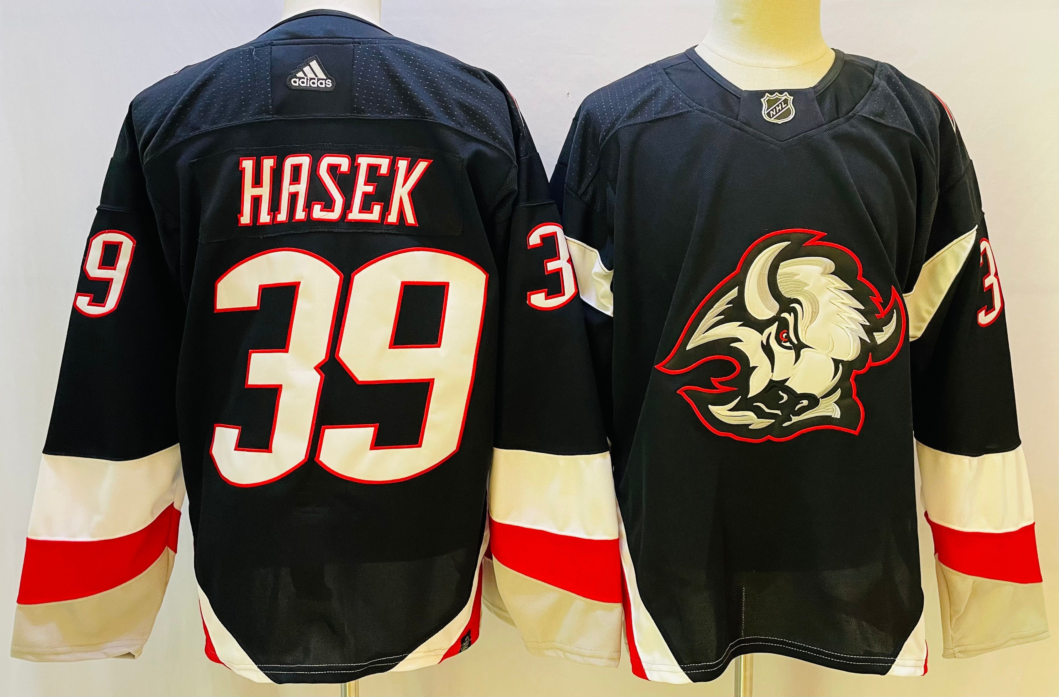 Men Buffalo Sabres #39 Hasek Black Throwback 2022 Adidas NHL Jersey
